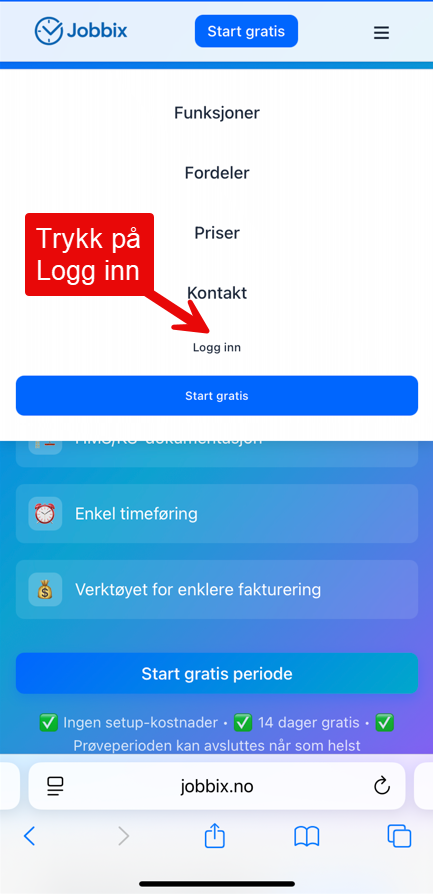 Trinn 2 – Trykk på Logg inn